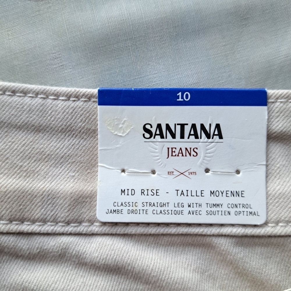 Santana Jeans Cropped Cream Denim Women's Size 10 Capri Stretch Pants NWT - Picture 7 of 10